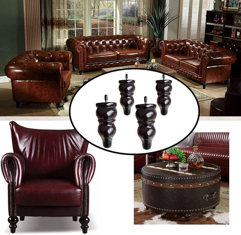 6 inch Legs for Furniture Set of 4 Wood Couch feet Set of 4 for Sofa Armchair Ottoman Coffee Table etc (6 inch Legs)