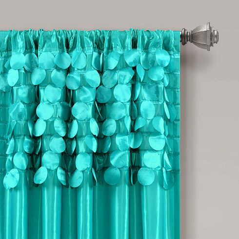 Lush Decor Turquoise Circle Dream Window Curtains Panel Set for Living, Dining Room, Bedroom (Pair), 63? x 54