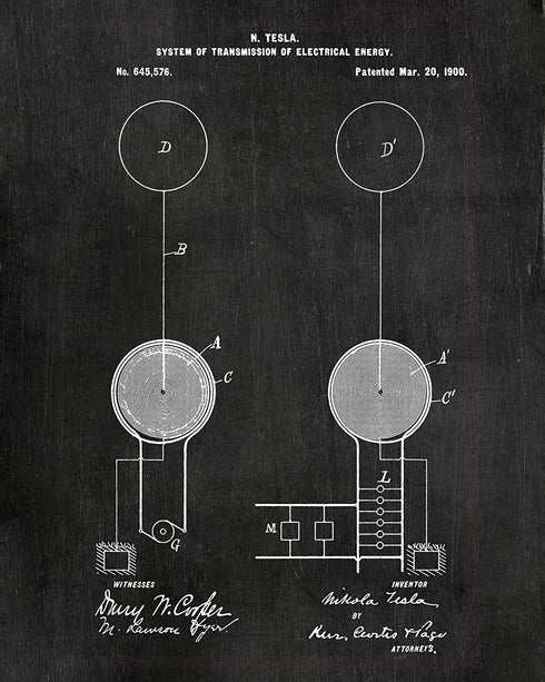 Nikola Tesla Wall Art Patent Prints (8"x10") Set of 6 - Engineer Gifts - Geek Home Decor