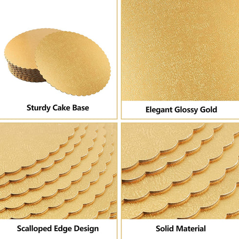 10 Inch Cake Boards Round Cardboard Base Solid Cake Rounds, 30 Pack Gold