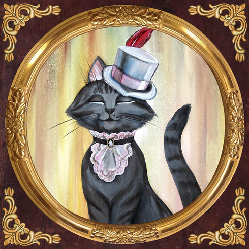 DWK Victorian Cat Drink Absorbent Coasters | 4 Piece Cork Coaster Set | Cat Presents for Cat Lovers | Cute Retro Coasters Coffee Bar Accessories - 4"