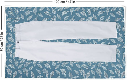 Encasa Homes Ironing Mat/Pad (Large 47 x 28 inch) with 3mm Padding & Silicone Iron Rest for Steam Pressing on Tabletop or Bed - Heat Resistant, Portable, Quilting & Travel Blanket - Big Leaves Blue