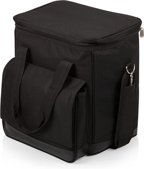 LEGACY - a Picnic Time Brand Cellar Insulated Six Bottle Wine Tote, Black,12.5 x 11 x 13 Inches