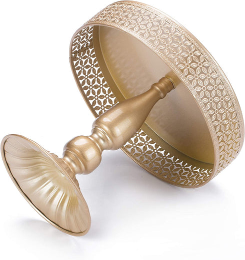 Hotity Set of 3 Cake Stands Round Modern Cake Stand Set Metal Cupcake Dessert Display Stand, Light Gold