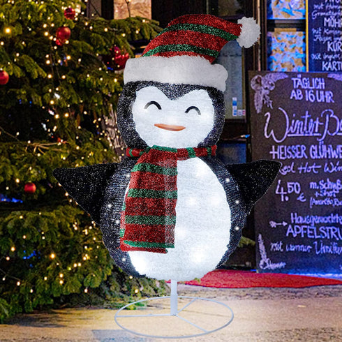 YOFIT 2.5 Ft Lighted Pop up Christmas Penguin Decorations, 45 LED Light up Collapsible Christmas Penguin for Home Indoor Outdoor Holiday Xmas Party Decor
