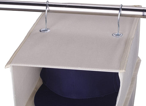 GRANDAN Version 2.0 Hanging Hat Rack for Closet, 10 Shelf Hanging Closet Hats Organizer Storage for Baseball Caps, Hanging Baseball Hat Holder, Caps Hanger for Closet with Stainless Metal Hook (Beige)