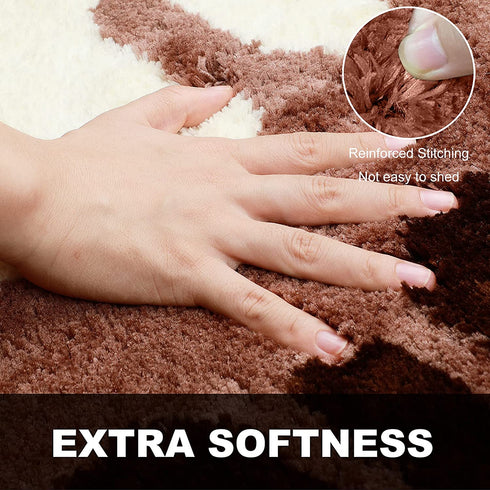 Bathroom Rugs, Soft Non-Slip Bathroom Mat, Super Absorbent Bath Mats for Bathroom Floor Toilet Bedroom (20"×32" Brown and White) Wyhouse