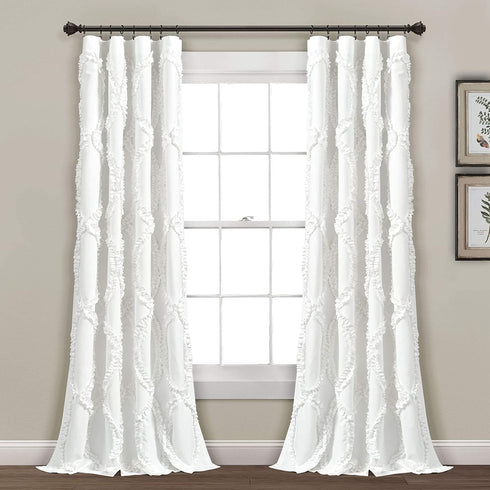 Lush Decor Avon Window Curtain Panel for Living Room, Dining Room, Bedroom (Single Curtain), 84? x 54?, White