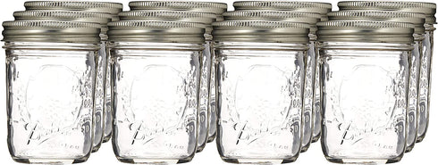 Ball Half Pint (8 oz.) Regular Mouth Mason Jars w/ Cap - Set of 12 AEP