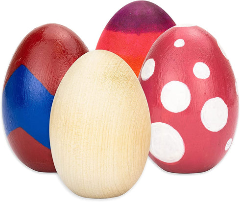 Hygloss Products Wooden Eggs - Unpainted Natural Wood Eggs Great For Easter Crafts - 1-3/4 x 2-1/2 Inches, 12 Pack