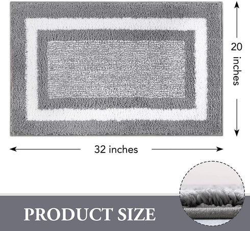 KMAT Bathroom Rugs Bath Mat,Non-Slip Fluffy Soft Plush Microfiber Bath Rugs, Machine Washable Quick Dry Shaggy Shower Carpet Rug for Bathroom, Tub and Shower,Grey,32"x20"