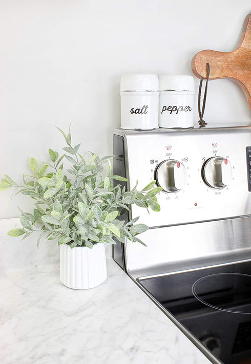 AuldHome Salt and Pepper Shaker Set; Rustic White Enamelware Retro Vintage Style Shaker Set