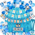 JOYYPOP 1st Birthday Boy Decorations 66PCS Blue 1st Birthday Decorations for Boy with 12 Months Photo Banner, 1st Birthday Baby Crown, ONE Cake Topper, 1st Birthday Highchair Banner
