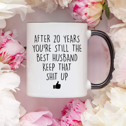 YouNique Designs 20 Year Anniversary Coffee Mug for Him, 11 Ounces, 20th Wedding Anniversary Cup For Husband, Twenty Years, Twentieth Year, 20th Year