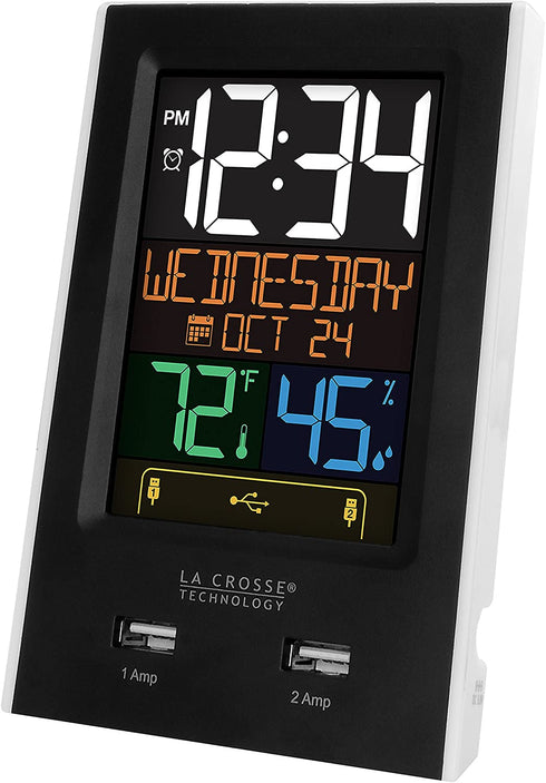 La Crosse Technology C86224 Dual USB Charging Alarm with nap Timer, 3.74" L x 2.40" W x 5.24" H, Black