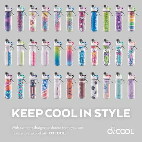 O2COOL Mist 'N Sip Misting Water Bottle 2-in-1 Mist And Sip Function With No Leak Pull Top Spout (Patriot)