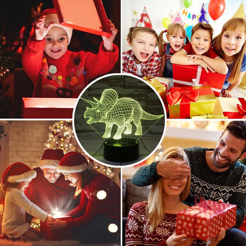 ZOKEA Night Lights for Kids Dinosaur 3D Night Light Bedside Lamp 7 Colors Changing with Remote Control Best Birthday Gifts for Boys Girls Kids Baby (Dinosaur Triceratops)¡