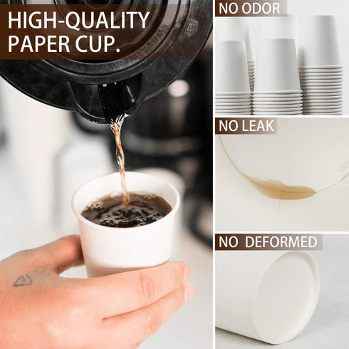 Vumdua 300 Pcs 6 oz Disposable Paper Cups, Hot/Cold Beverage Drinking Cup for Coffee, Water, Tea, Juice, Espresso & Cortado (White)