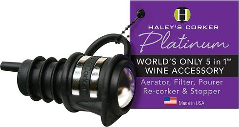 Haley's Corker Platinum Wine Stopper, Black