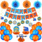 30 Pieces Dart War Happy Birthday Banner Decoration Dart Gun Party Paper Fans Honeycomb Centerpieces party Supplies 3D Dart War Table Decorations Hanging Swirls Latex Balloons for Birthday Party