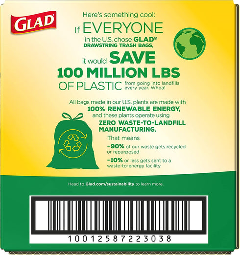 GLAD Protection Series Force Flex Drawstring Smell Shield, Gray, 13 Gallon, 110 Count
