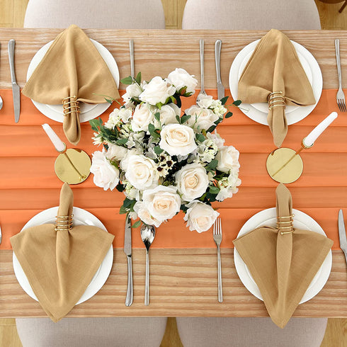 DOLOPL 2 Pack Orange Chiffon Table Runner 10ft Sheer Wedding Table Runner 29x120 Inches Romantic Tulle Table Runner for Wedding Decor Birthday Party Bridal Baby Shower Table Decoration