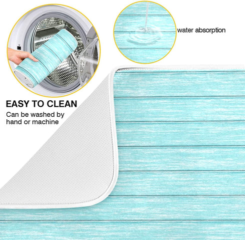 ALAZA Dish Drying Mats for Kitchen Counter Retro Teal Turquoise Blue Absorbent Microfiber Large Drying Pad Dish mats for Kitchen Countertops 18 x 24 Inch