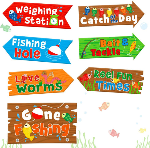 Huray Rayho Gone Fishing Party Directional Welcome Signs The Big One Backyard Door Cutouts Summer Birthday Party Favor Ideas Decoration Supplies