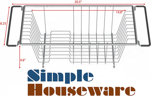 Simple Houseware Over Sink Counter Top Dish Drainer Drying Rack, Chrome