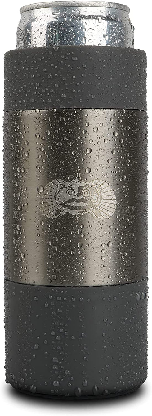 Toadfish Slim Non-Tipping Can Cooler for 12oz Cans - Suction Cup Cooler For Beer & Soda - Stainless Steel Double-Wall Vacuum Insulated Cooler - Sturdy Beverage Holder (Graphite)