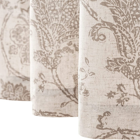 JINCHAN Valance Curtain Kitchen Farmhouse Window Valance for Living Room Linen Scroll Paisley Valance for Bedroom Bathroom Floral Printed Tie Up Small Valance 20 Inch 1 Panel Rod Pocket Taupe on Beige