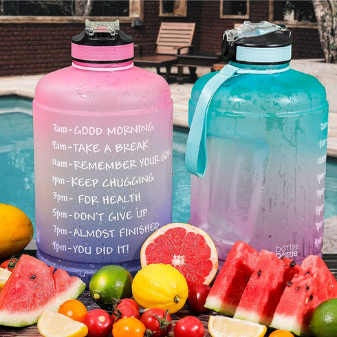 BOTTLE BOTTLE Gallon Water Bottle motivational with Straw & Big Handle, Large 1 Gallon Water Bottle with Time Marker , BPA Free Leakproof Water Jug for Fitness and Outdoor Sports.
