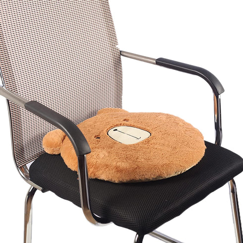 CHDN Memory Foam Seat Cushion Anti-Slip Cute Animal Cover Soft Round Stool Cushion Chair Pad Floor Mat 16 Inch (Bear)
