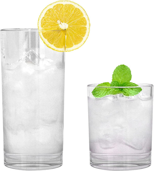 REALWAY Unbreakable Plastic Drinking Tumblers,Reusable Plastic Cups,Clear Plastic Tumblers,Acrylic Glasses,Dishwasher Safe,Set of 6 (12oz & 17oz)