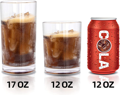 REALWAY Unbreakable Plastic Drinking Tumblers,Reusable Plastic Cups,Clear Plastic Tumblers,Acrylic Glasses,Dishwasher Safe,Set of 6 (12oz & 17oz)
