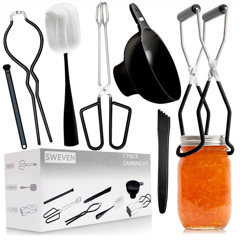 Canning Kit | Canning Supplies Starter Kit | 7 Piece Home Canning Kit | Canning Tools Included: Canning Tongs, Bubble Popper, Jar Lifter, Canning Funnel, Magnetic Lid Lifter, Jar Brush, Jar Wrench