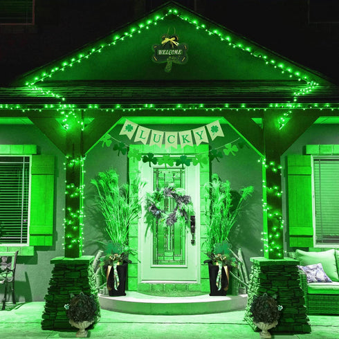 JMEXSUSS 33ft 100 LED Green Battery Operated Christmas Lights,St. Patrick's Day Decorations Lights Indoor, Twinkle Fairy String Lights with Remote 8 Modes Outdoor Waterproof