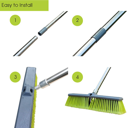 PHYEX Upgraded 18" Push Broom with Adjustable Long Handle, Total Length is 55", Multi-Surface Floor Scrub Brush for Cleaning Deck, Patio, Garage, Driveway