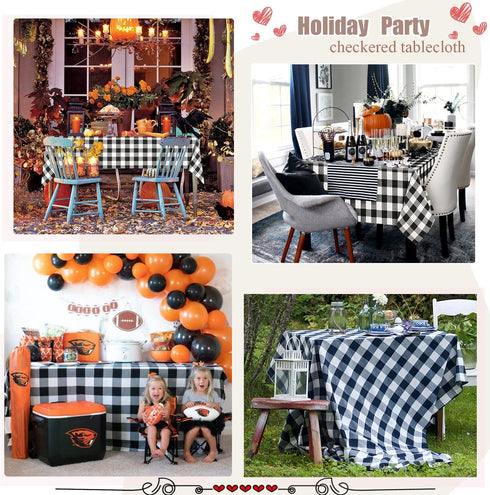 Plaid Tablecloths Valentines Tablecloths Farmhouse Black and White Checkered Tablecloth Buffalo Table Linen for Valentines Party Decorations 56x120 inch