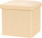 NISUNS OT01 Leather Folding Storage Ottoman Cube Footrest Seat, 12 X 12 X 12 Inches (Beige)