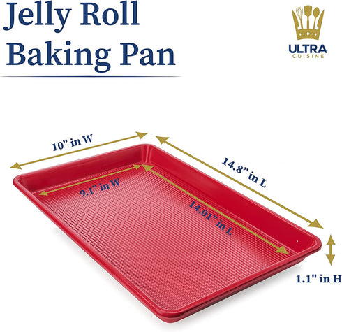 Ultra Cuisine Nonstick Jelly Sheet Pan for Baking - 10x15 inch Red Baking Pan - Easy Clean, Durable, Warp Resistant Cookie Sheet for Roasting & Cooking - Easy Release, Even Baking, Food Safe Coating