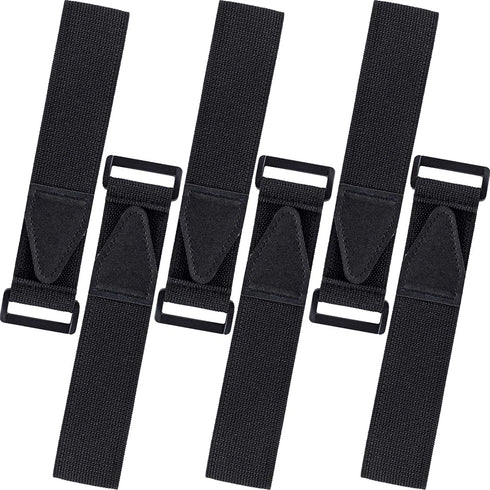 6 Pcs Bicycle Pant Leg Straps Adjustable Cycling Ankle Safety Band Multipurpose Black Elastic Magic Fastening Belt with Buckle for Riding Climbing Fishing Outdoor Sports (1.5”x13.8”)