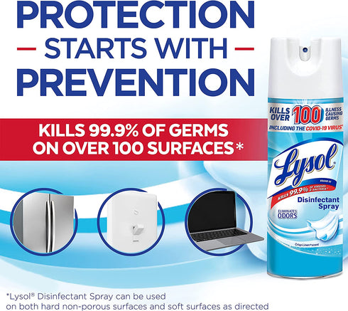 Lysol Disinfectant Spray, Sanitizing and Antibacterial Spray, For Disinfecting and Deodorizing, Crisp Linen, 2 Count, 12.5 fl oz each