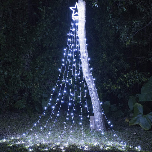 Christmas Decorations Outdoor Lights,11.5ft 317 LED Star Christmas Tree Lights,8 Memory Lighting Modes&Timer Christmas Star Lights for Yard,Wedding,Party,Christmas Decorations (White)