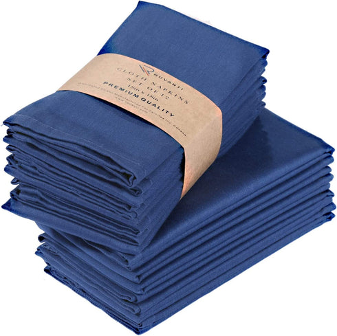 Ruvanti Dinner Cloth Napkins 12 Pack 18X18 Inch Reusable Fabric Napkins Soft, Comfortable, Durable Linen Napkins, Perfect Table Napkins, Ocean Blue / Navy Blue Napkins for Dinners, Weddings & Parties.