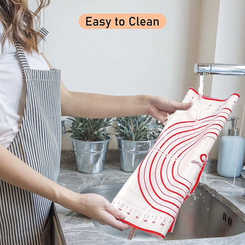 Extra Large Silicone Pastry Mat, Non-Slip with Measurement Non Stick, Large and Thick, for Fondant, Rolling Dough, Pie Crust, Pizza and Cookies - BPA Free Easy Clean Kneading Matts,24" x 32", Red
