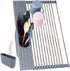 BAMEOS Roll Up Dish Drying Rack Over The Sink, 20?L x 11?W x 4.72?H Foldable Stainless Steel Dish Drying Rack with Utensil Holder & Sponge Holder for Kitchen Sink (Gray)