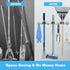2 Pack Mop and Broom Holder Wall Mount, CVWCVBN Broom Organizer Wall Mount, Stainless Steel Broom Holder, Heavy Duty Tool Organizer, Mop Holder with 3 Racks and 4 Hooks for Home Kitchen Garden Laundry