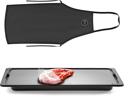 Aluminum Defrosting Drip Tray 14 x 8 In. with Net Cover and Apron, for Rapid Thawing of Frozen Meat - Premium Thawing Plate to Efficiently Defrost Frozen Food by SFmerch
