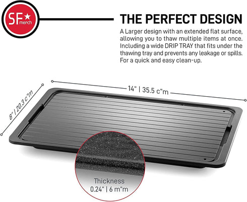 Aluminum Defrosting Drip Tray 14 x 8 In. with Net Cover and Apron, for Rapid Thawing of Frozen Meat - Premium Thawing Plate to Efficiently Defrost Frozen Food by SFmerch